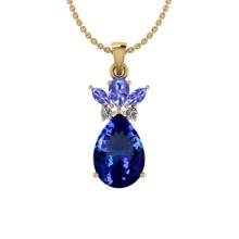 3.31 Ctw VS/SI1 Tanzanite,Garnet And Diamond 18K Yellow Gold Pendant Necklace