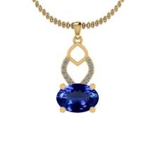 Certified 5.91 Ctw VS/SI1 Tanzanite and Diamond 14K Yellow Gold Vintage Style Pendant