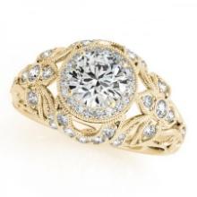 CERTIFIED 18K YELLOW GOLD .91 CTW J-K/VS-SI1 DIAMOND HALO ENGAGEMENT RING