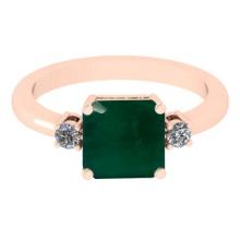 1.85 Ctw VS/SI1 Emerald And Diamond 18K Rose Gold three pec Ring