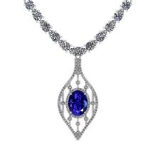 Certified 8.64 Ct Tanzanite And Diamond VS/SI1 Platinum Necklace