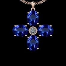 16.34 Ctw VS/SI1 Tanzanite And Diamond 10K Rose Gold Vintage Style Pendant