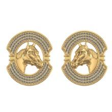 1.22 Ctw SI2/I1 Diamond 14K Yellow Gold Horse Stud Earrings