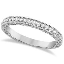 Milgrain and Filigree Diamond Wedding Band 14kt White Gold 0.20ctw.