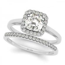 CERTIFIED PLATINUM 1.18 CTW J-K/VS-SI1 DIAMOND HALO BRIDAL SET