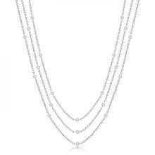 Three-Strand Diamond Station Necklace in 14k White Gold (4.50ct)