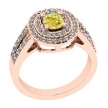 Certified 1.11 Ct GIA Certified Natural Fancy Yellow Diamond And White Diamond 14K Rose Gold Engagem