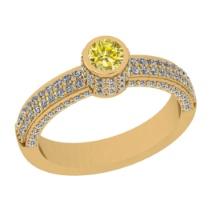 0.92 Ctw I2/I3 Treated Fancy Yellow And White Diamond 14K Yellow Gold Vintage Style Engagement Ring