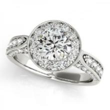 CERTIFIED PLATINUM 1.17 CTW J-K/VS-SI1 DIAMOND HALO ENGAGEMENT RING