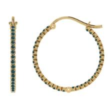 2.04 Ctw i2/i3 Treated Fancy Blue Diamond 14K Yellow Gold Hoop Earrings