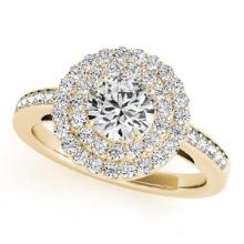 CERTIFIED 18K YELLOW GOLD 1.30 CTW J-K/VS-SI1 DIAMOND HALO ENGAGEMENT RING