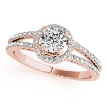 CERTIFIED 18K ROSE GOLD .95 CTW J-K/VS-SI1 DIAMOND HALO ENGAGEMENT RING