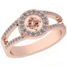 0.65 Ctw SI2/I1 Morganite And Diamond 14K Rose Gold Vintage Style Ring