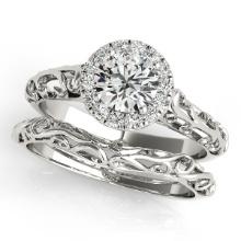 Certified 1.20 Ctw SI2/I1 Diamond 14K White Gold Bridal Wedding Set Ring