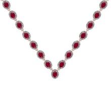37.75 Ctw SI2/I1 Ruby And Diamond 14K Rose Gold Victorian Style Necklace