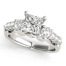 Certified 1.52 Ctw SI2/I1 Diamond 14K White Gold three Stone Ring