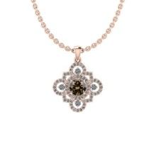 Certified 1.51 Ctw SI2/I1 Natural Fancy Brown And White Diamond Style Prong Set 14K Rose Gold Pendan