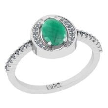 0.95 Ctw SI2/I1 Emerald And Diamond 14K White Gold Ring