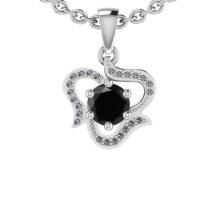 0.92 Ctw i2/i3 Treated Fancy Black And White Dimaond 14K White Gold Pendant