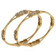 Certified 2.25 Ctw Diamond VS/SI1 Bangles 14K Yellow Gold Made In USA