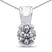 Certified .75 CTW Round Diamond 14K White Gold Pendant