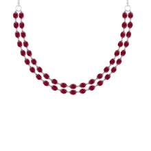 50.60 Ctw Ruby 14K White Gold Double layer Necklace