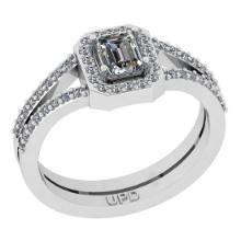 0.80 ctw GIA Certified Center StoneDiamond 14K White Gold Engagement Halo Ring