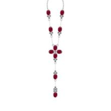 10.50 Ctw SI2/I1 Ruby And Diamond 14K White Gold Yard Necklace