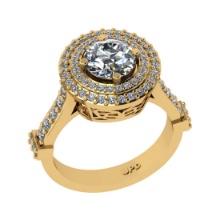 1.95 Ctw SI2/I1 Diamond 14K Yellow Gold Engagement Halo Ring