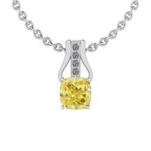 Certified 0.56 Ct GIA Certified Natural Fancy Yellow Diamond And White Diamond Platinum Pendant