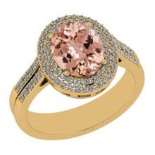 4.55 Ctw SI2/I1 Morganite And Diamond 14K Yellow Gold Vintage Style Ring