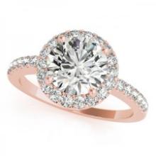 CERTIFIED 18K ROSE GOLD .85 CTW J-K/VS-SI1 DIAMOND HALO ENGAGEMENT RING