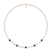 1.25 Ctw i2/i3 Treated Fancy Blue Diamond 14K Rose Gold Yard Necklace