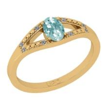 0.42 Ctw SI2/I1 Aquamarine And Diamond 14K Yellow Gold Ring