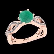 1.74 Ctw VS/SI1 Emerald And Diamond Prong Set 14K Rose Gold Vintage Style Ring