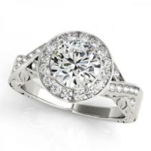 CERTIFIED PLATINUM 1.01 CTW J-K/VS-SI1 DIAMOND HALO ENGAGEMENT RING