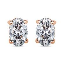 Certified 1.00 CTW Oval Diamond 14K Rose Gold Earring