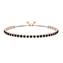 1.12 Ctw i2/i3 Treated Fancy Black Diamond Crown Set 14K Rose Gold Slide Bracelet