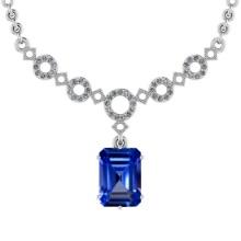 Certified 3.93 Ct Tanzanite And Diamond VS/SI1 Platinum Necklace