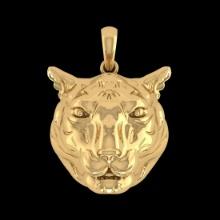 Tiger Pendant 14K Yellow Gold