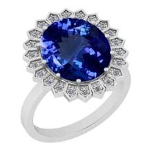 5.65 Ctw VS/SI1 Tanzanite And Diamond 18K White Gold Ring