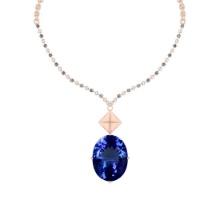 Certified 5.21 Ctw VS/SI1 Tanzanite And Diamond 14k Rose Gold Necklace Necklace