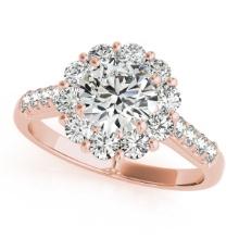 Certified 1.60 Ctw SI2/I1 Diamond 14K Rose Gold Engagement Halo Ring