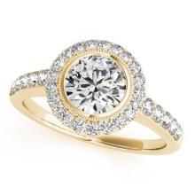 CERTIFIED 18K YELLOW GOLD 1.11 CTW J-K/VS-SI1 DIAMOND HALO ENGAGEMENT RING