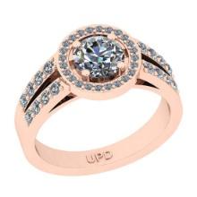 1.35 Ctw SI2/I1 Gia Certified Center Diamond 14K Rose Gold Engagement Halo Ring