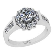 1.32 Ctw SI2/I1 Gia Certified Center Diamond 14K White Gold Ring