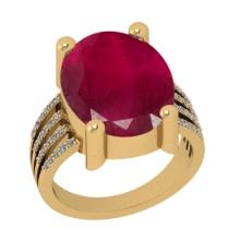 9.62 CtwSI2/I1 Ruby And Diamond 14K Yellow Gold Cocktail Ring