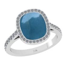 3.58 Ctw SI2/I1 Aquamarine And Diamond 14K White Gold Engagement Halo Ring