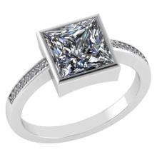 Certified 1.00 CTW Princess Diamond 14K White Gold Ring