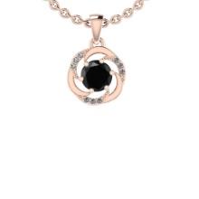 0.75 Ctw i2/i3 Treated Fancy Black And White Dimaond 14K Rose Gold Pendant